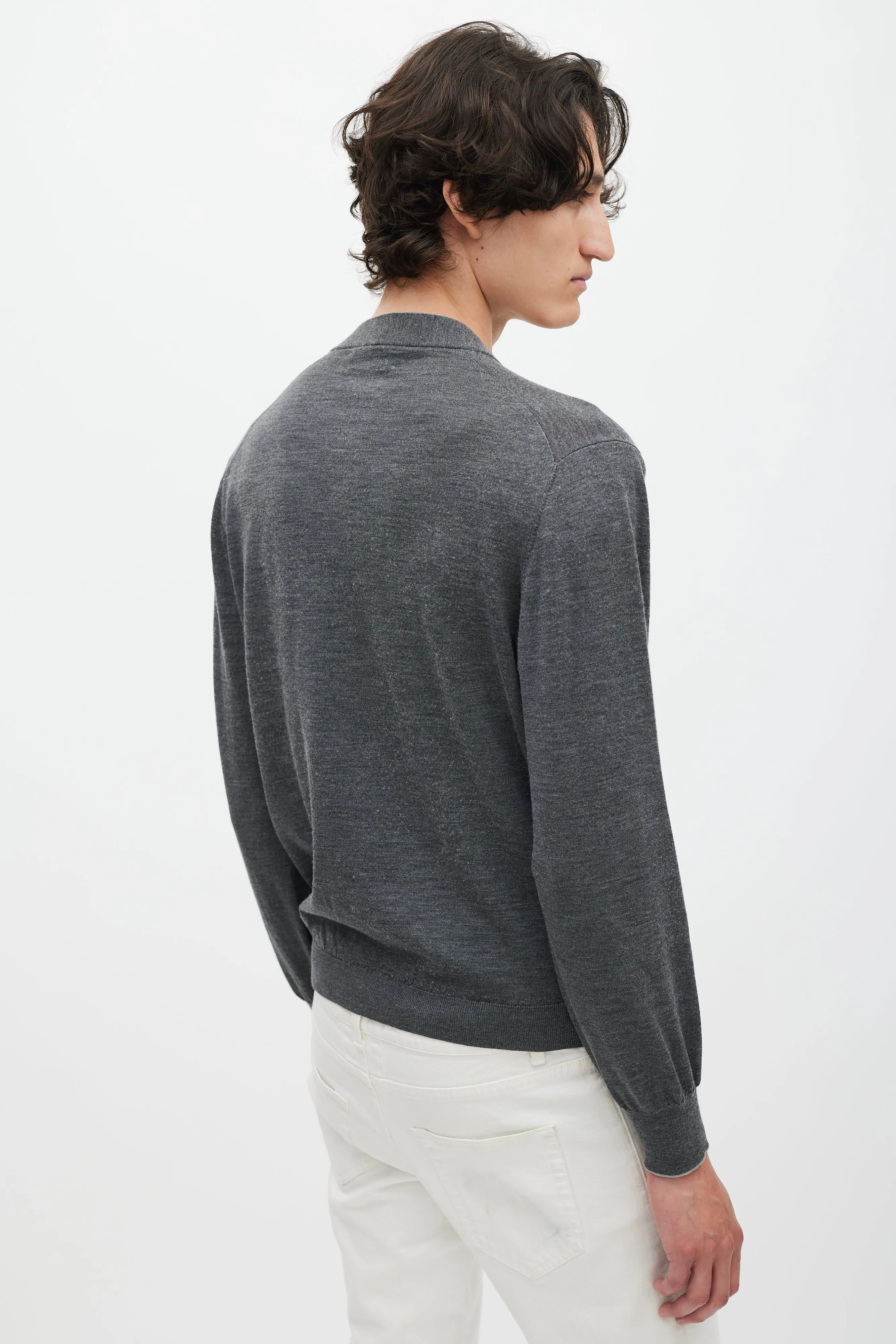 Dark Grey Wool Knit Cardigan