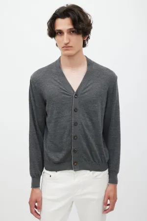 Dark Grey Wool Knit Cardigan