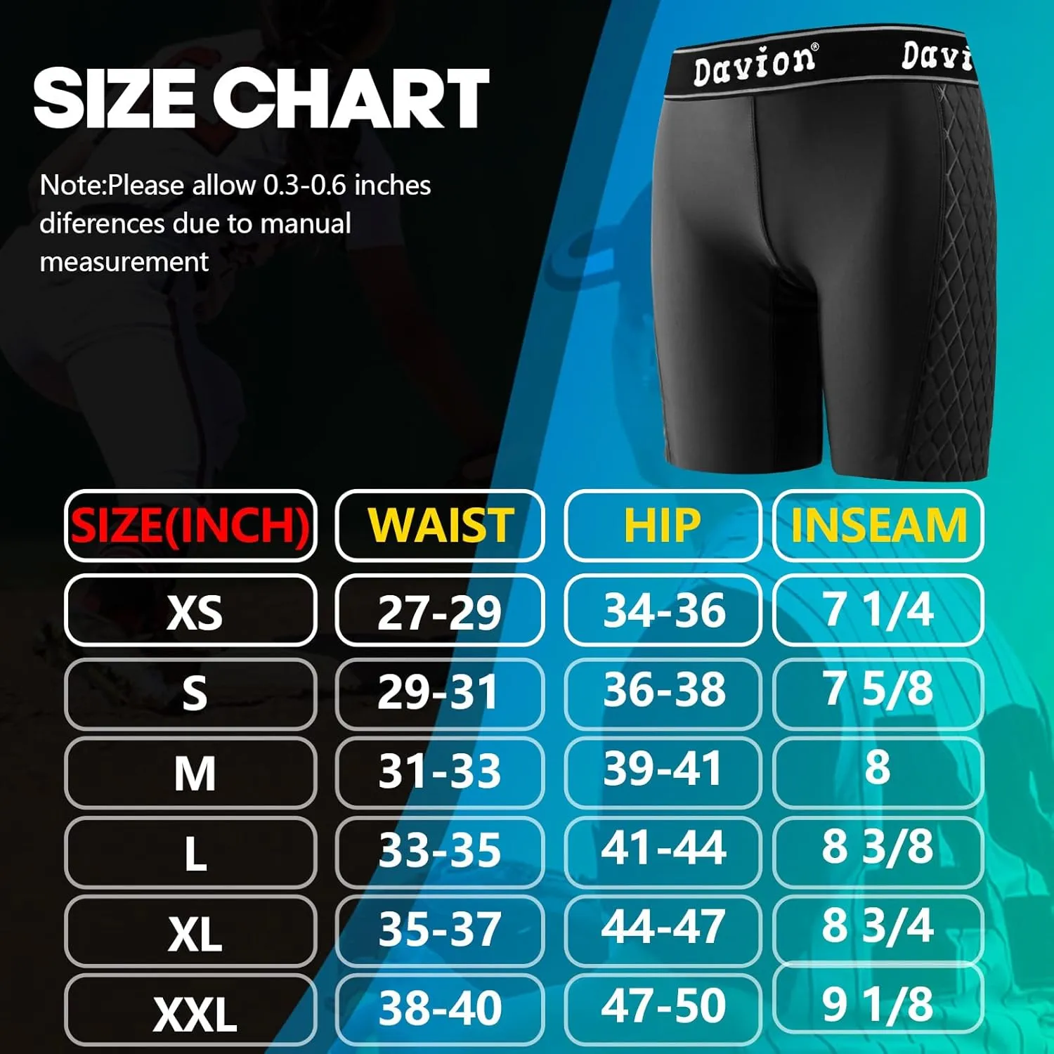 Davion Women Softball Sliding Shorts,Spandex Shorts for Yoga Baseball Football Lacrosse Hockey Running Gym