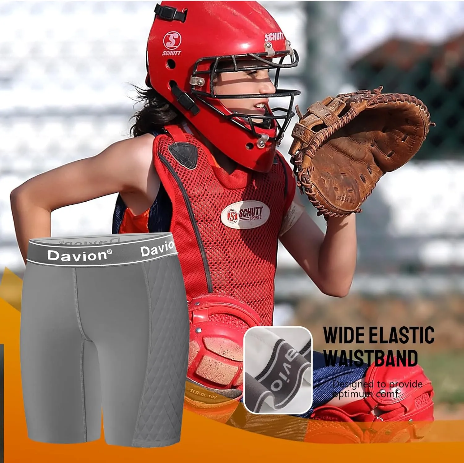 Davion Youth Girls Sliding Shorts Athletic Compression Padded Shorts for Kids Baseball Football Lacrosse
