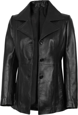 Decrum Leather Blazers for Women - Stylish Blazer Style Casual Real Lambskin Leather Jacket Women