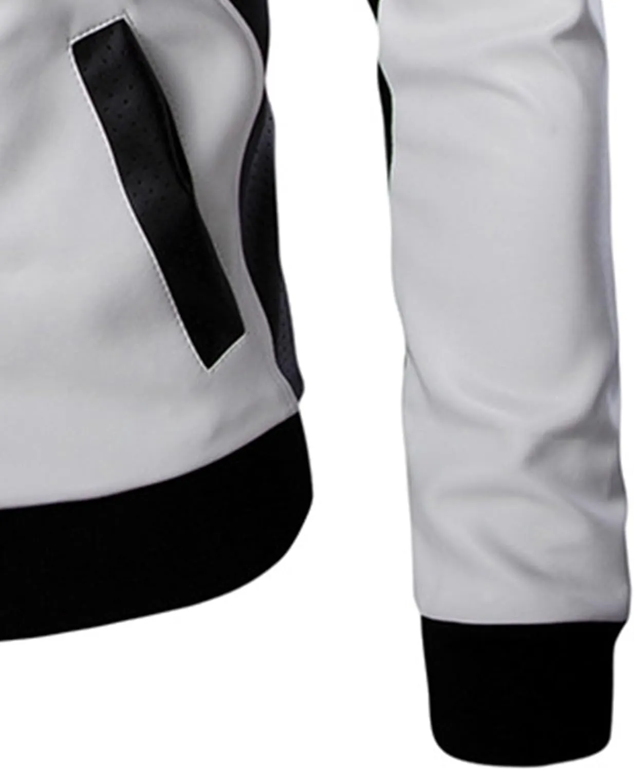 DGHM-JLMY Mens Classic Faux Leather Jacket White Black Moto Bomber Fashion Slim Fit Coat Motorcycle Bomber Jackets