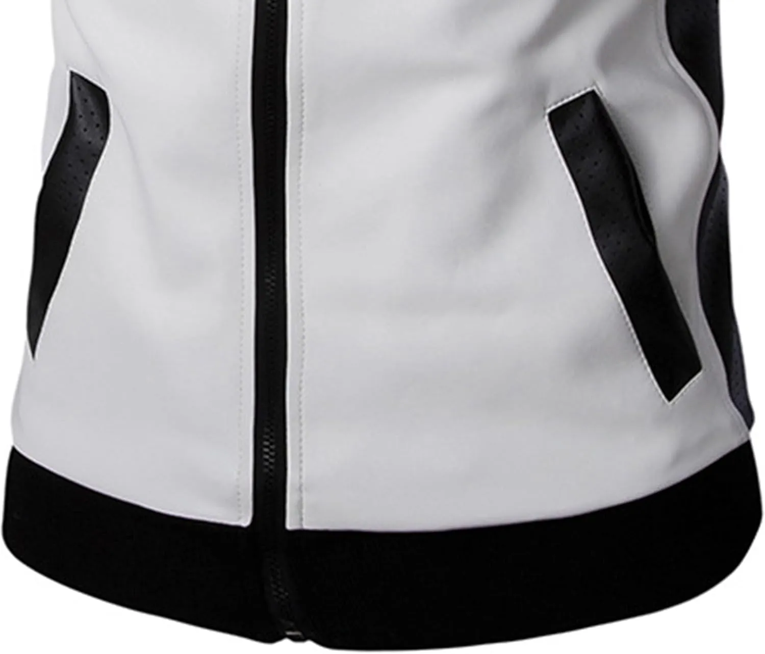 DGHM-JLMY Mens Classic Faux Leather Jacket White Black Moto Bomber Fashion Slim Fit Coat Motorcycle Bomber Jackets