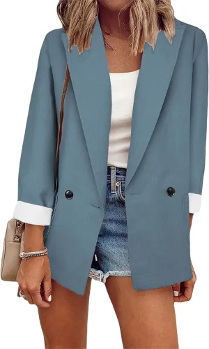 DIACACY Womens Cropped Formal Open Front Blazers Suit Long Sleeve Comfy Blazers Jacket Cardigan