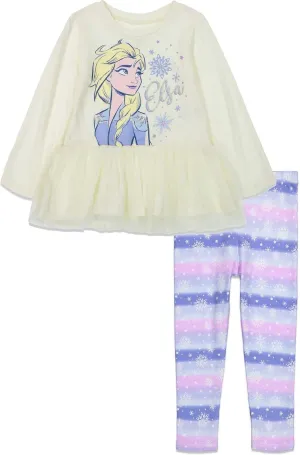 Disney Frozen Elsa Anna Frozen Girls T-Shirt and Leggings Outfit Set Infant to Little Kid
