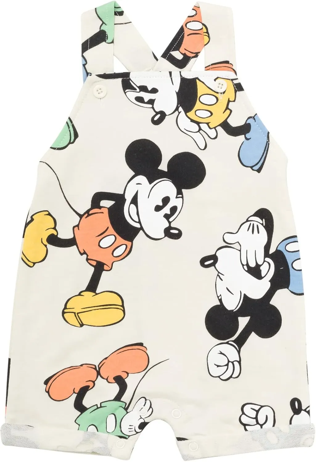 Disney Junior Baby French Terry Short Overalls, T-Shirt and Hat 3 Piece Outfit Set Newborn to Infant Sizes (OS - 24 Months)