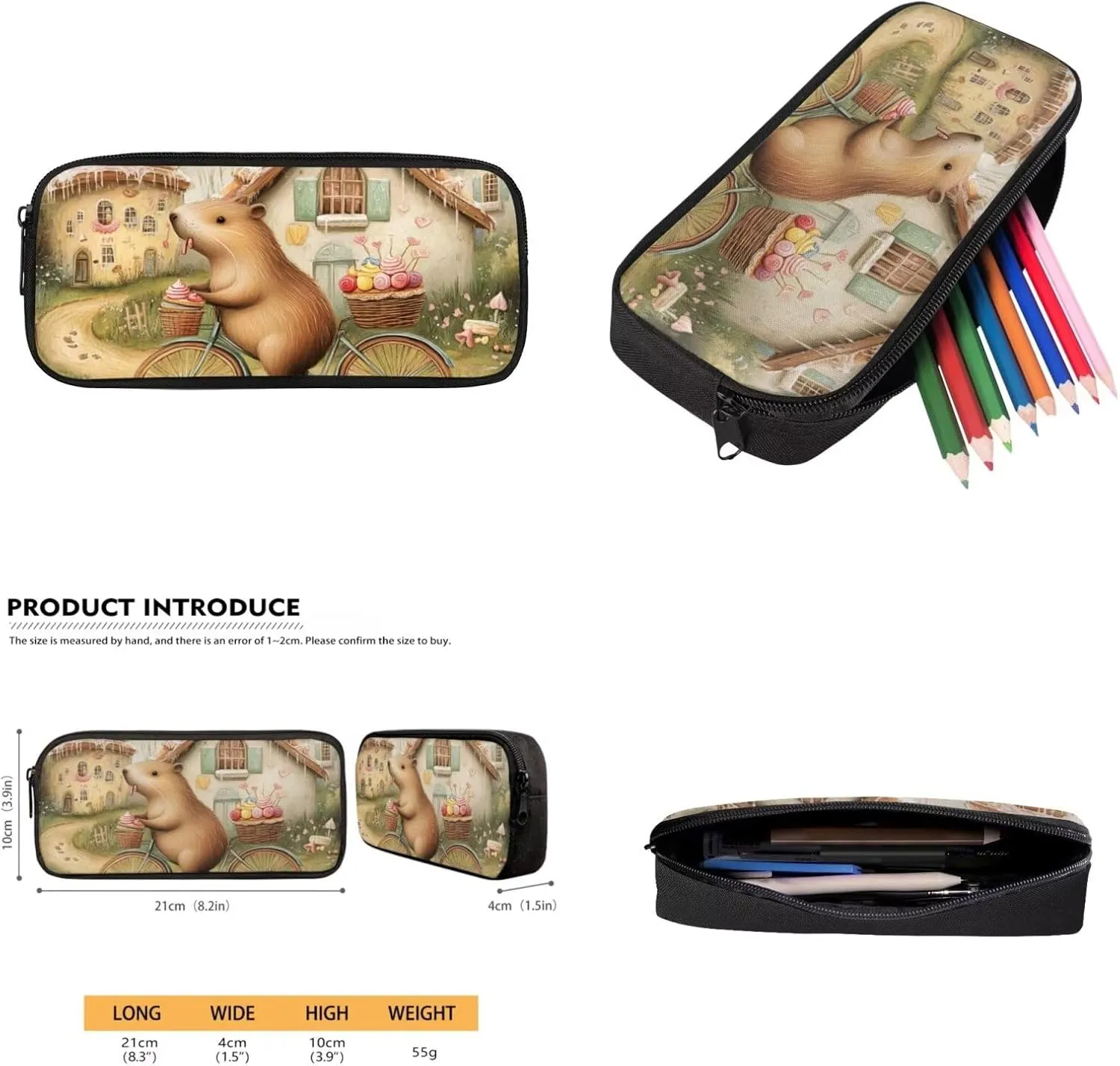 Dolyues Capybara School Set for Girls 17" Bookbag   Insulated Lunch Tote   Zipper Pouch   Cup Holder 4pcs School Bag Set Cute Bookbag with Easy-Clean Fabric