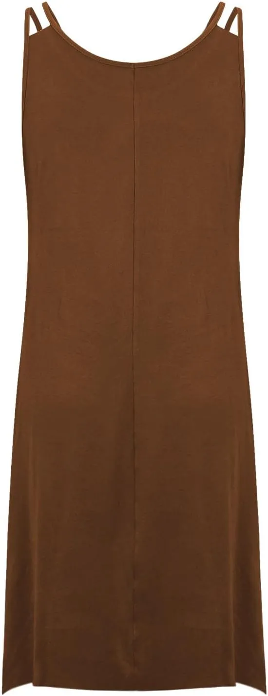 Dresses for Women 2025 Plus Size Sleeveless Scoop Neck Solid Irregular Hem Flowy Dress Sexy Casual Summer Midi Dress