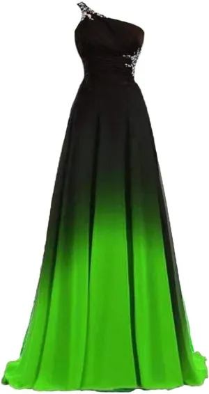 Dydsz Women's One Shoulder Evening Dresses for Prom Party Dress Ombre Formal Gown