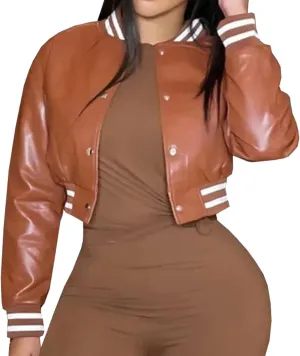 ECKHARDT Jackets for Women Corduroy Patchwork Stand Collar Button Long Sleeve Elastic Leather Pocket Coat Floral Zipped