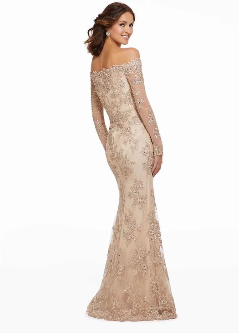 Elegant Mermaid Lace Chiffon Evening Gowns Off Shoulder Sweetheart Neck 3/4 Sleeve Wedding Guest Dress 2024