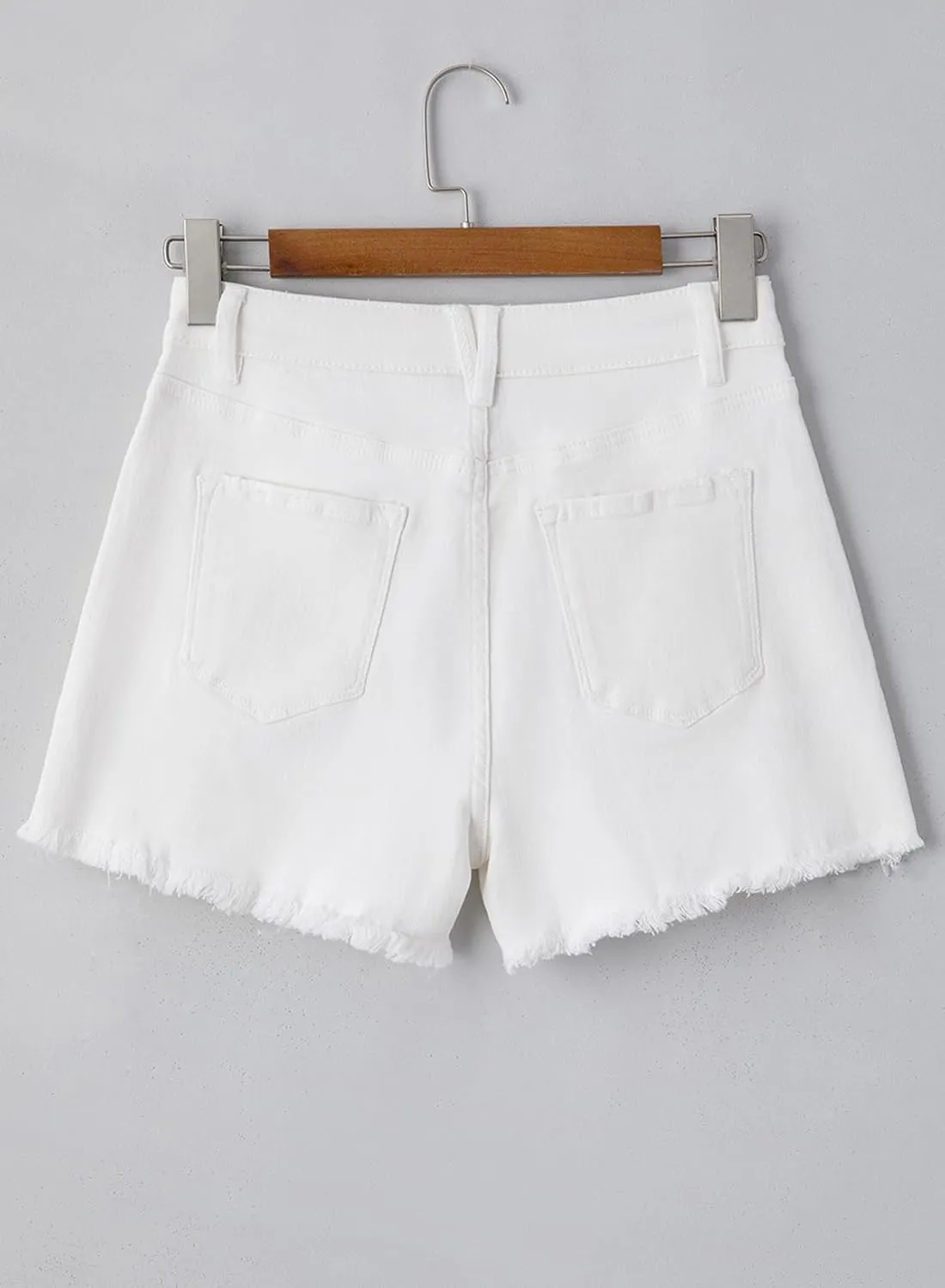 EVALESS Womens Denim Shorts High Waisted Stretchy Ripped Distressed Frayed Raw Hem Jeans Shorts