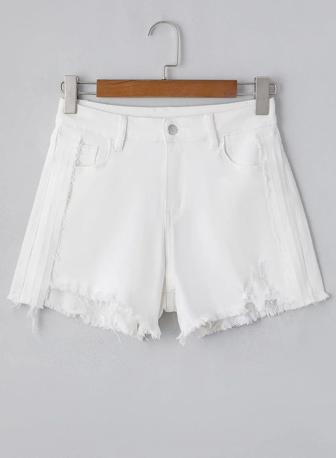 EVALESS Womens Denim Shorts High Waisted Stretchy Ripped Distressed Frayed Raw Hem Jeans Shorts
