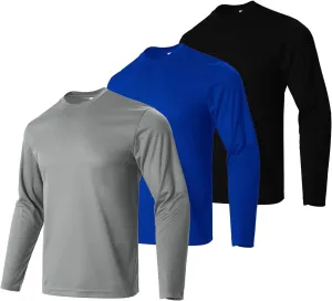 Facitisu Men Long Sleeve T Shirts Pack Quick Dry Athletic Running Activewear Workout Performance Tee Shirts