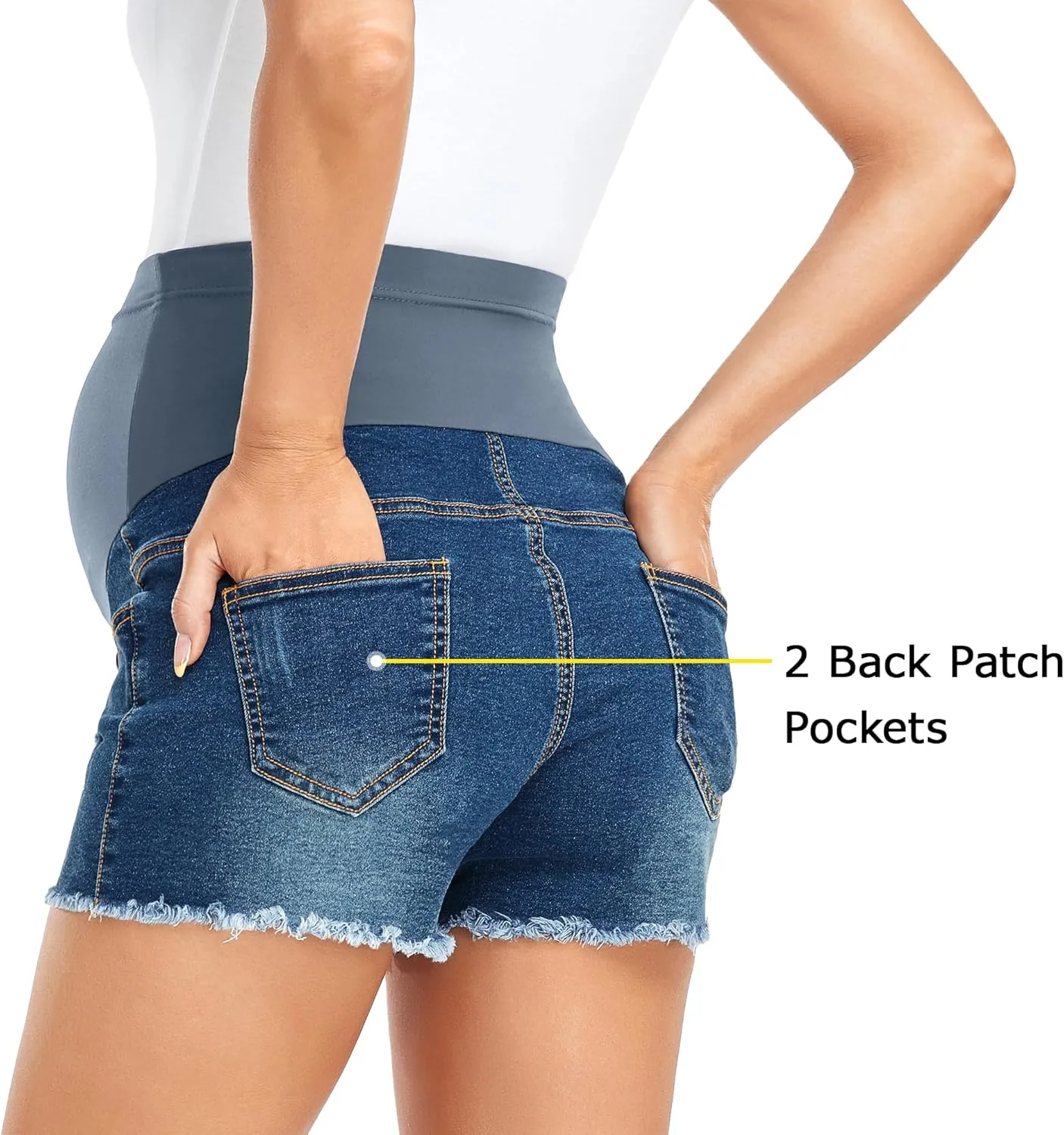fitglam Women's Maternity Shorts Over Belly Pregnancy Lounge Workout Running Pajama Sleep Shorts with Pockets