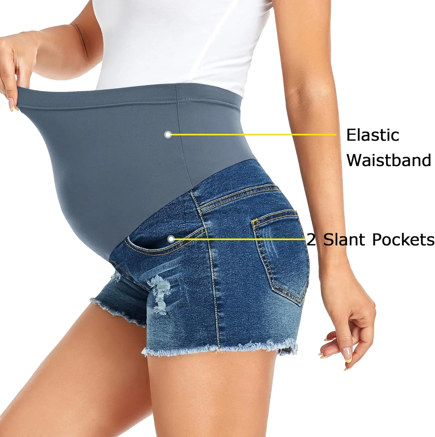 fitglam Women's Maternity Shorts Over Belly Pregnancy Lounge Workout Running Pajama Sleep Shorts with Pockets