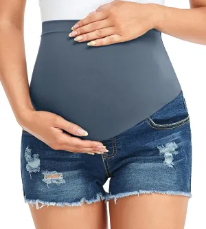 fitglam Women's Maternity Shorts Over Belly Pregnancy Lounge Workout Running Pajama Sleep Shorts with Pockets