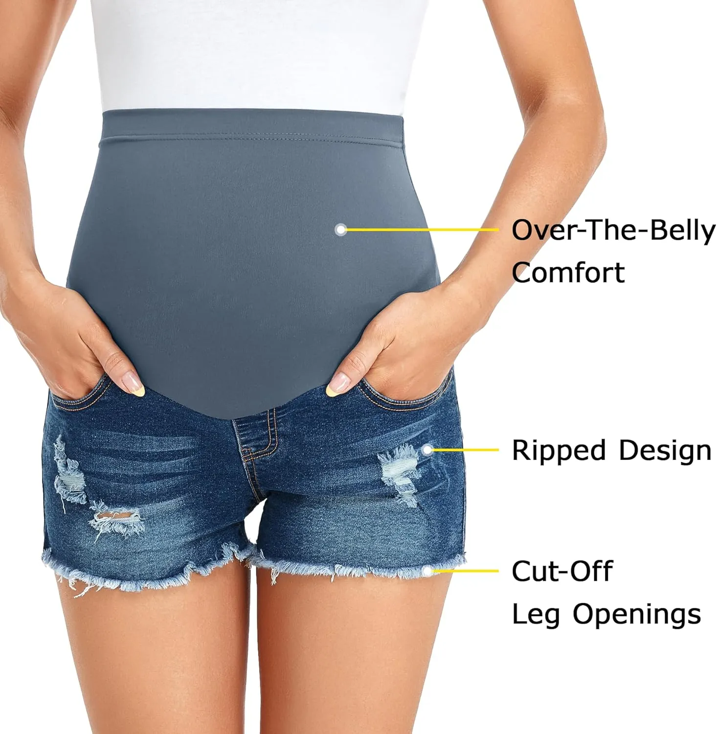 fitglam Women's Maternity Shorts Over Belly Pregnancy Lounge Workout Running Pajama Sleep Shorts with Pockets