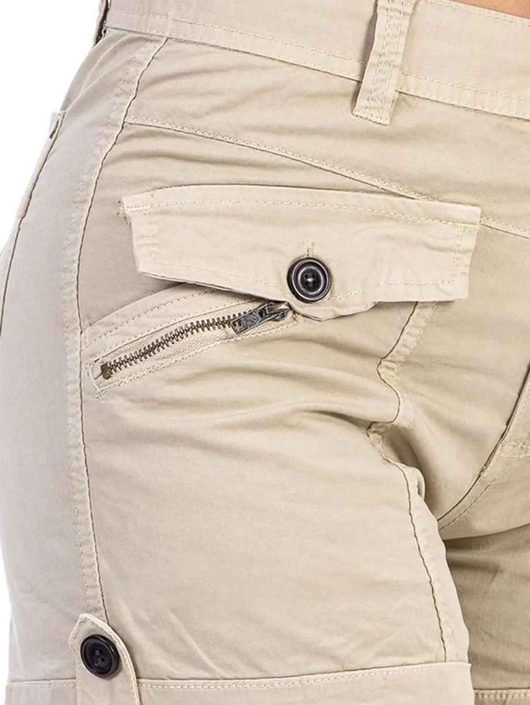 Flamingals Women's Cargo Shorts Mid Waist Trendy Summer Hiking Shorts with Flat Pocket for Women