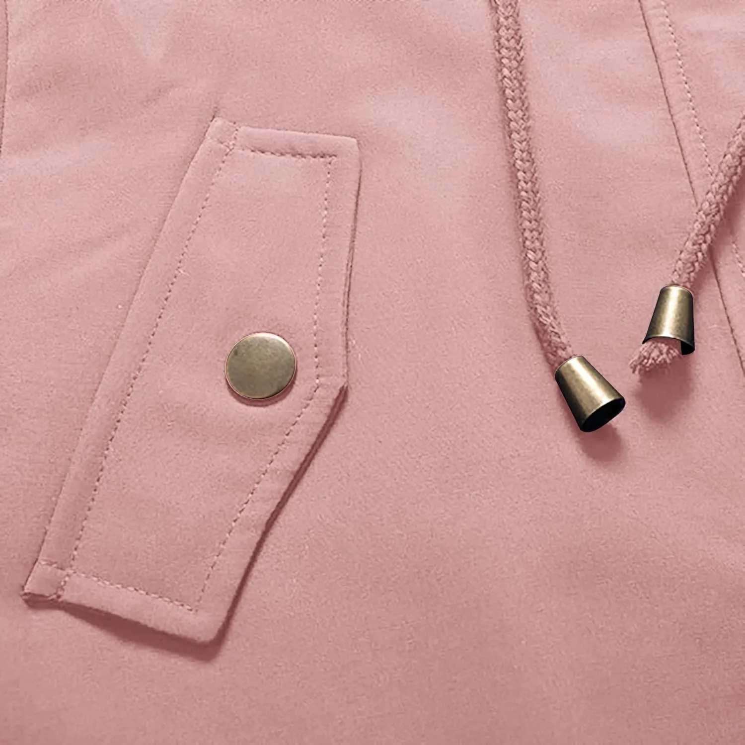 Fleece Lined Winter Jacket Women Drawstring Waist Jacket Hooded Down Coat Plus Size Warm Jacket Military Anorak Jacket
