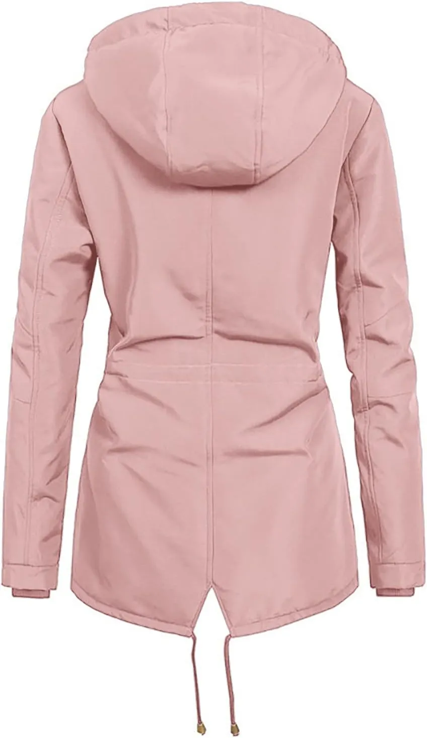 Fleece Lined Winter Jacket Women Drawstring Waist Jacket Hooded Down Coat Plus Size Warm Jacket Military Anorak Jacket