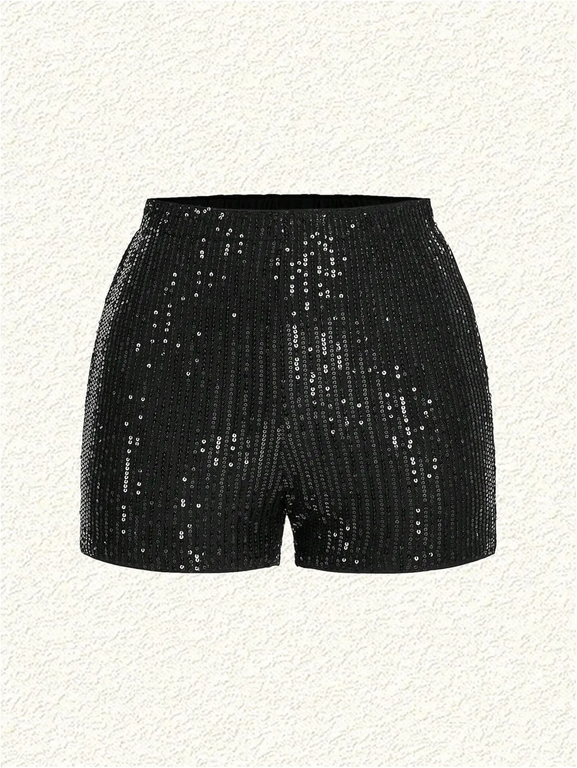 Floerns Women's Plus Size Sequin Tight Shorts High Waist Straight Leg Party Mini Shorts