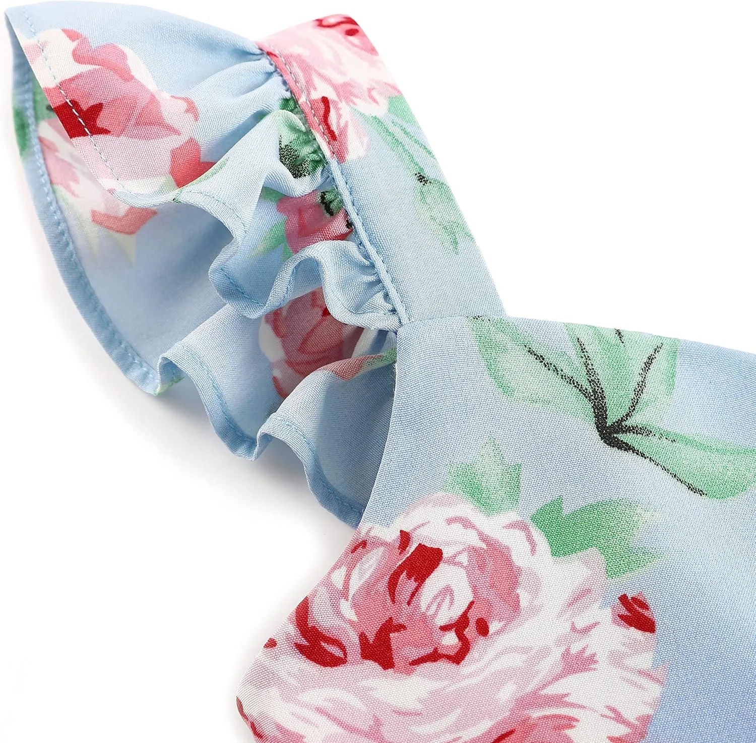 Flofallzique Summer Girls Floral Dress Ruffle Sleeve Tie Back Vintage Toddler Birthday Tea Party Dresses
