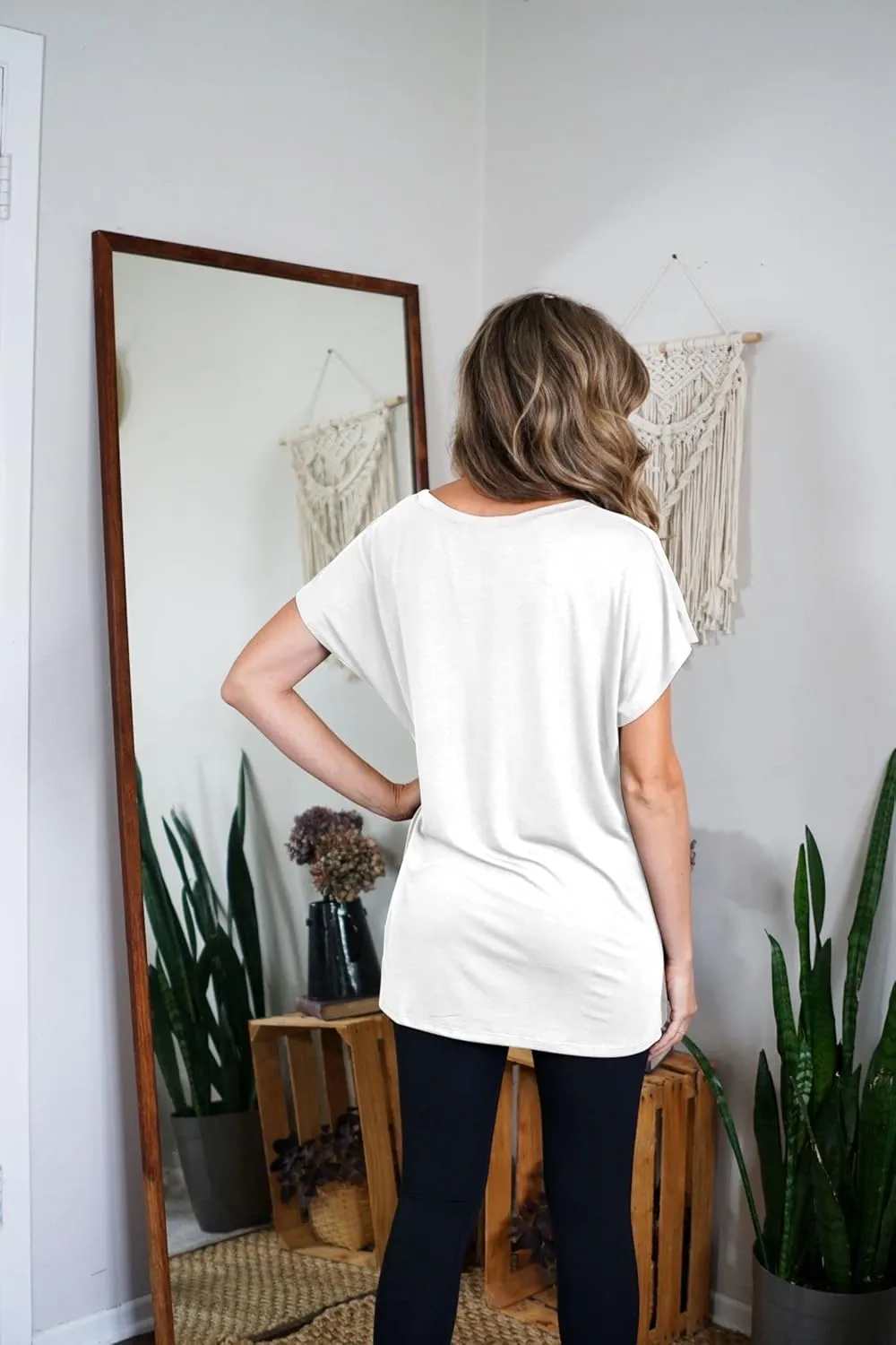 Free to Live 3 Pack Extra Long Tshirts for Women Tunic Tops to Wear with Leggings Short Sleeve Tee Workout T Shirts Loose Fit