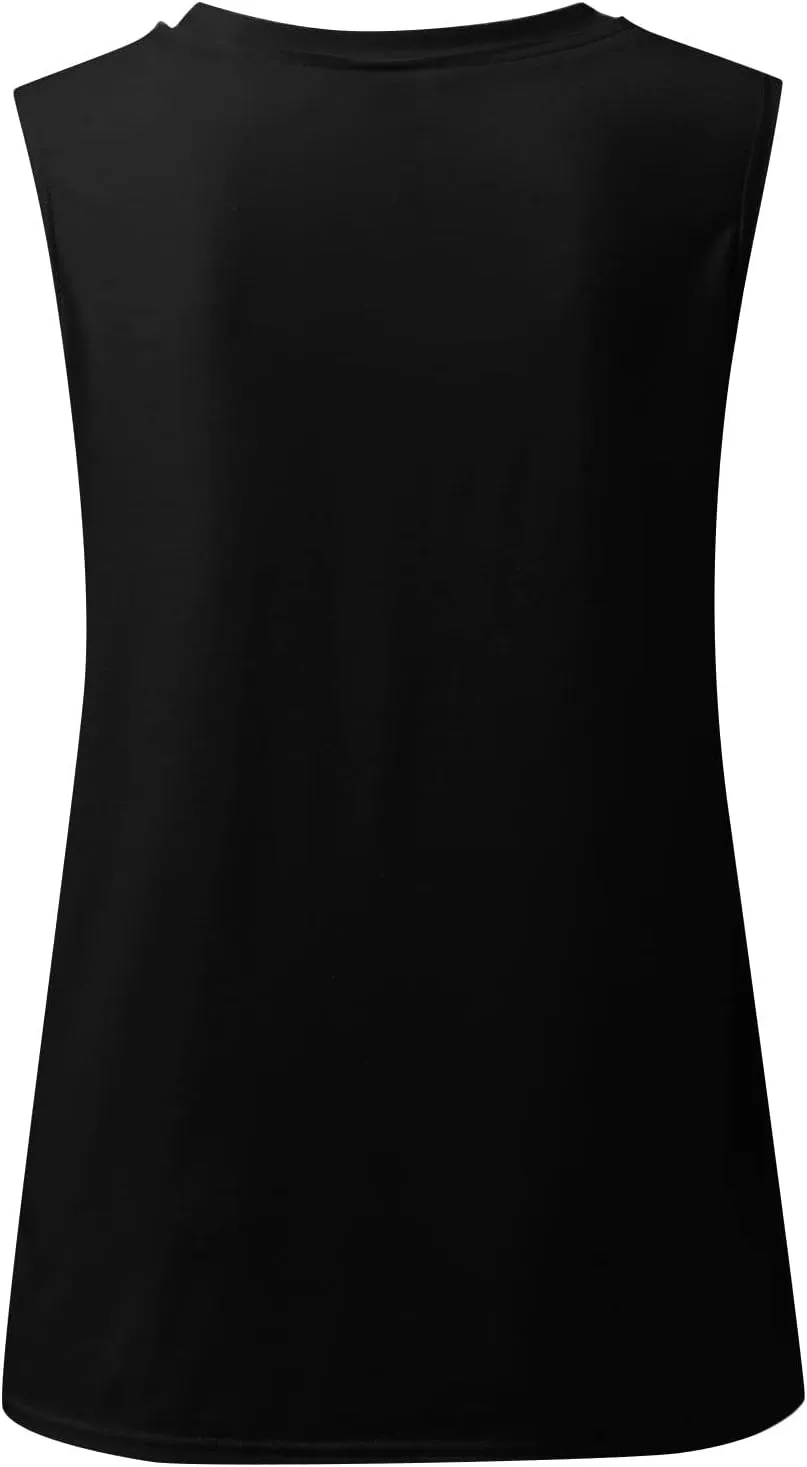 Fronage Women's Rhinestone Skull Tank Tops Loose Graphic V Neck Sleeveless Tee Shirt