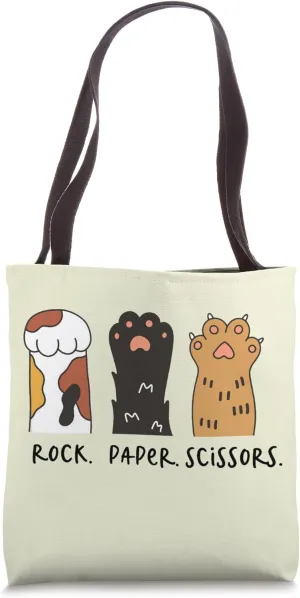 Funny Cat Rock Paper Scissors Cute Cat Paws Kids Toddler Boy Tote Bag