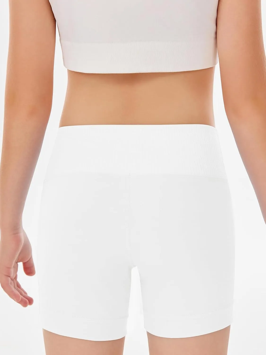 Girls Athletic Shorts Slim Tummy Control V Cross Waist Short Leggings Bike Dance Gymnastics Shorts