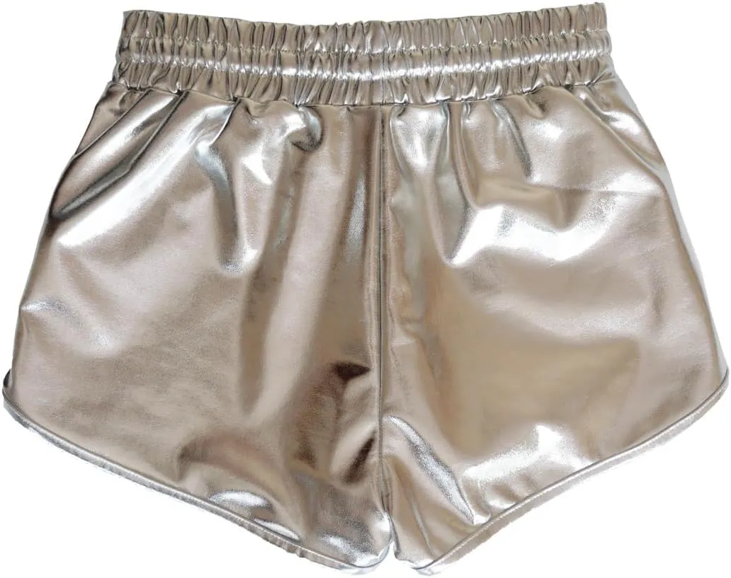 Girls Metallic Shorts Sparkly Hot Pants Kids Shiny Dance Costume Outfits Glitter Gymnastics Shorts