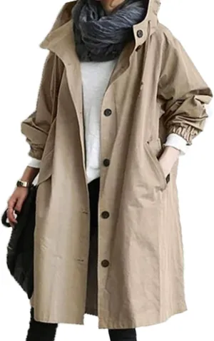 GOKKILRW Rain Jackets for Women Lightweight Hooded Long Raincoat Outdoor Breathable Waterproof Trench Coats with Pockets