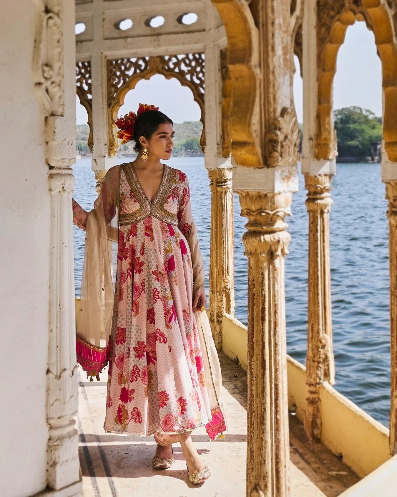 Gul Pastel Pink Madhuri Dixit Anarkali Set