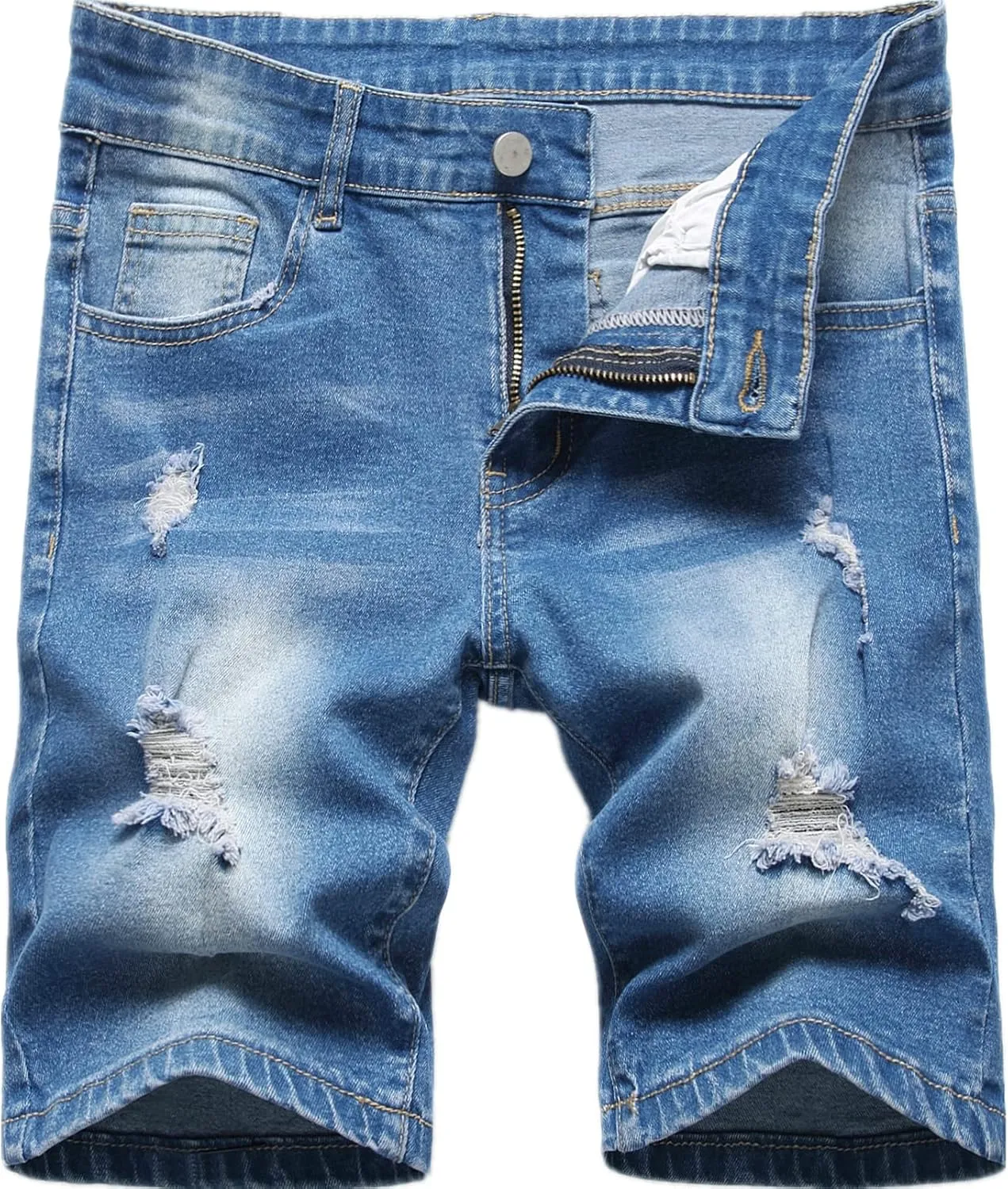 GUNLIRE Boy's Jean Shorts Stretch Ripped Distressed Slim Fit Fashion Denim Shorts with Pockets