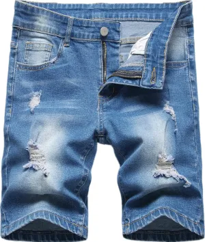 GUNLIRE Boy's Jean Shorts Stretch Ripped Distressed Slim Fit Fashion Denim Shorts with Pockets