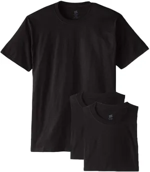 Hanes Men's 3 Pack Crew Neck Tee Undershirt T-Shirt Black XXX-Large