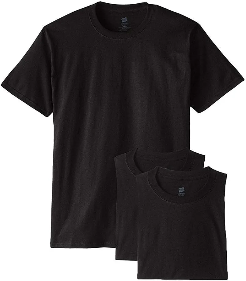 Hanes Men's 3 Pack Crew Neck Tee Undershirt T-Shirt Black XXX-Large