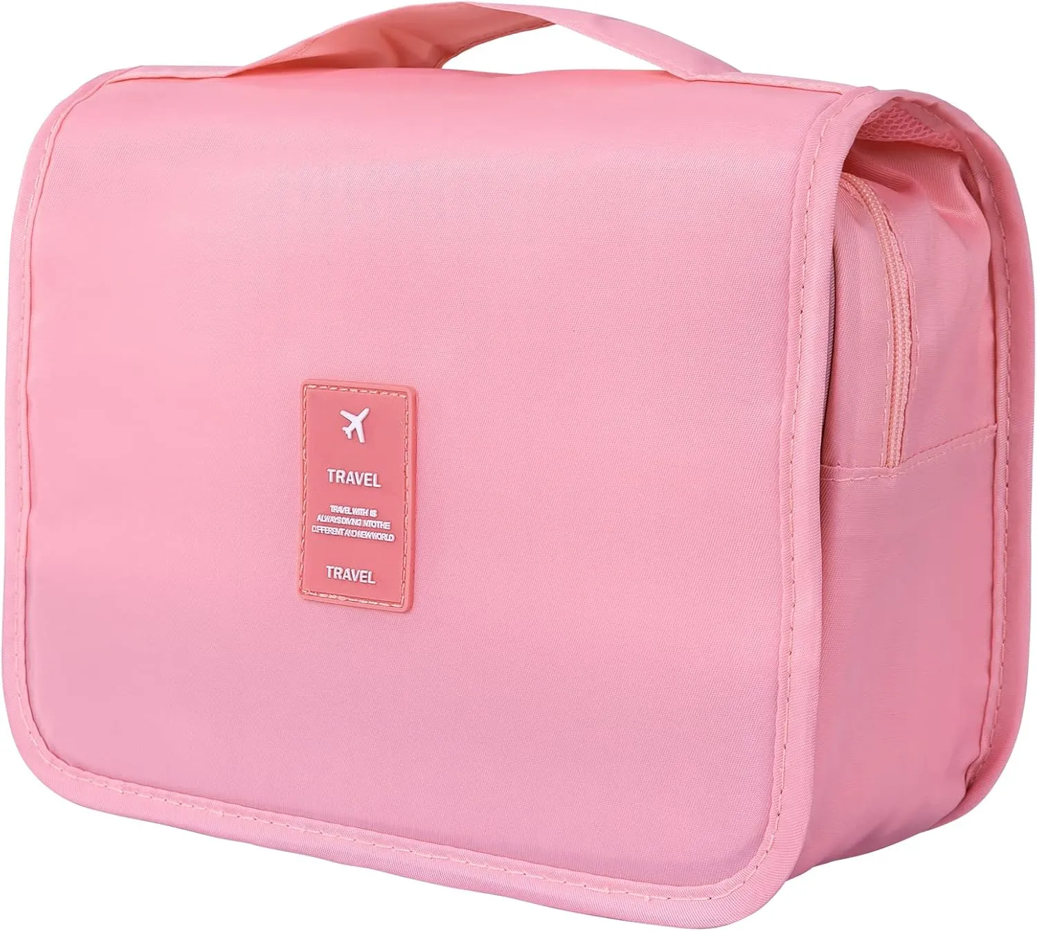 Hanging Travel Toiletry Bag for Women, Hanging Toiletry Bag with Multi-Pockets, Toiletry Bag for Traveling Easy Clean, Travel Organizer Pink