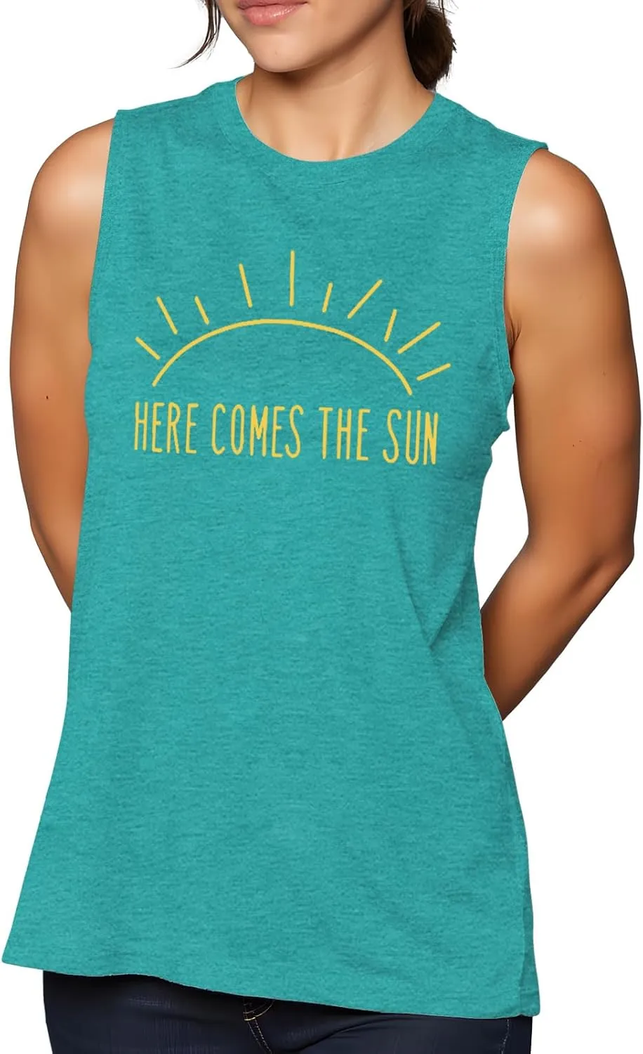 Here Comes The Sun Shirts Womens Sunshine Coffee Graphic Tank Top Sleeveless Tee
