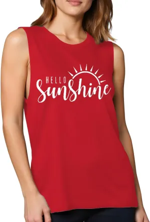 Here Comes The Sun Shirts Womens Sunshine Coffee Graphic Tank Top Sleeveless Tee