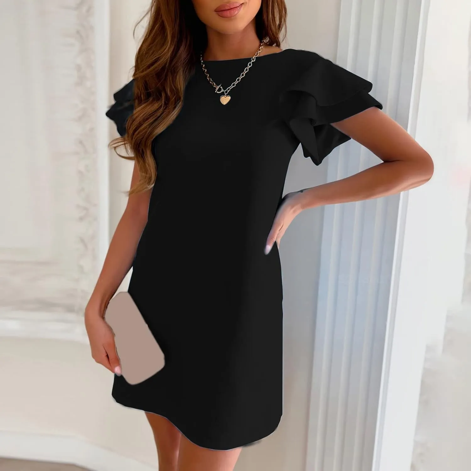 HGOOGY Plus Size Dress for Women Plus Size Women's Holiday Midi Dress High Petite Dresses for Women Casual Long