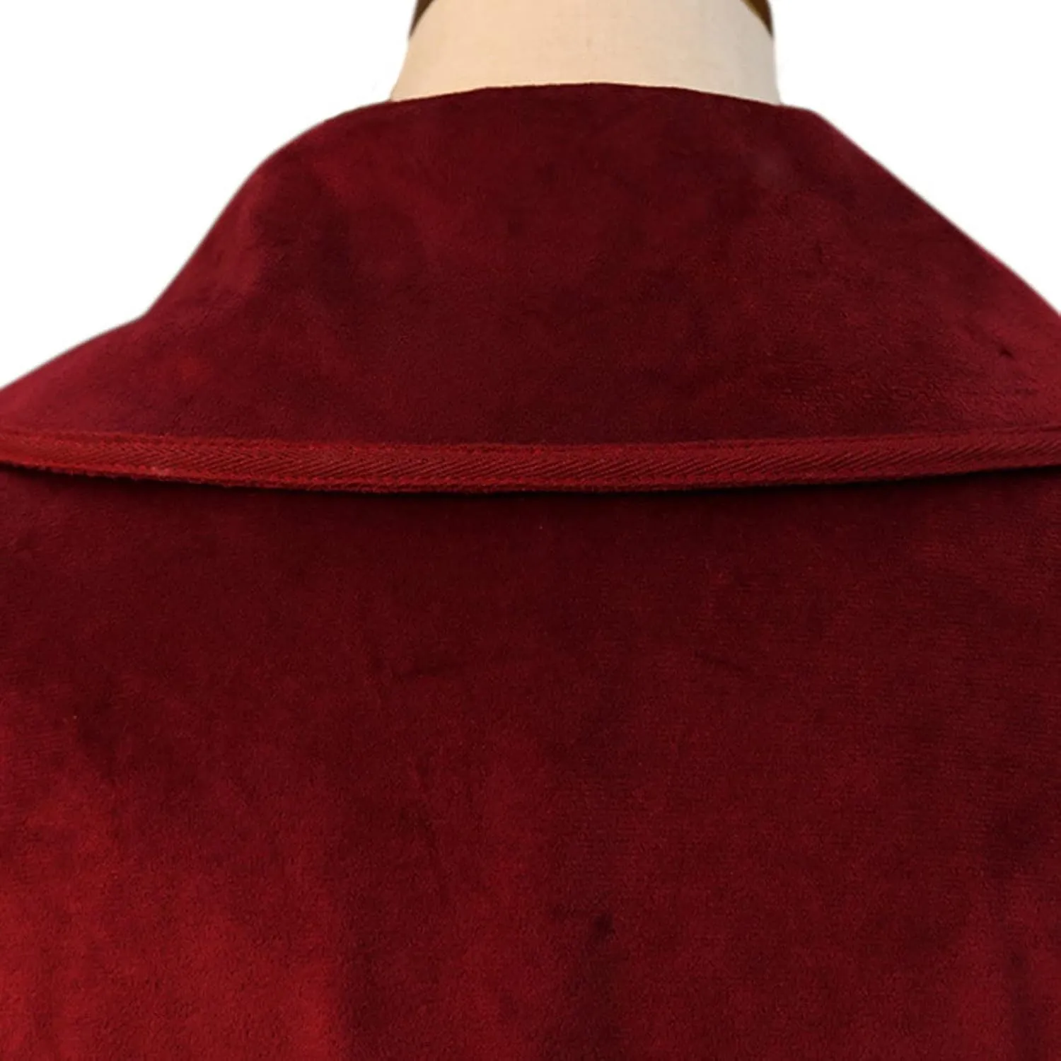 HGps8w Women Vintage Velvet Trench Coat Double Breasted Swing Dress Jacket Winter Warm Long Overcoat Windbreaker