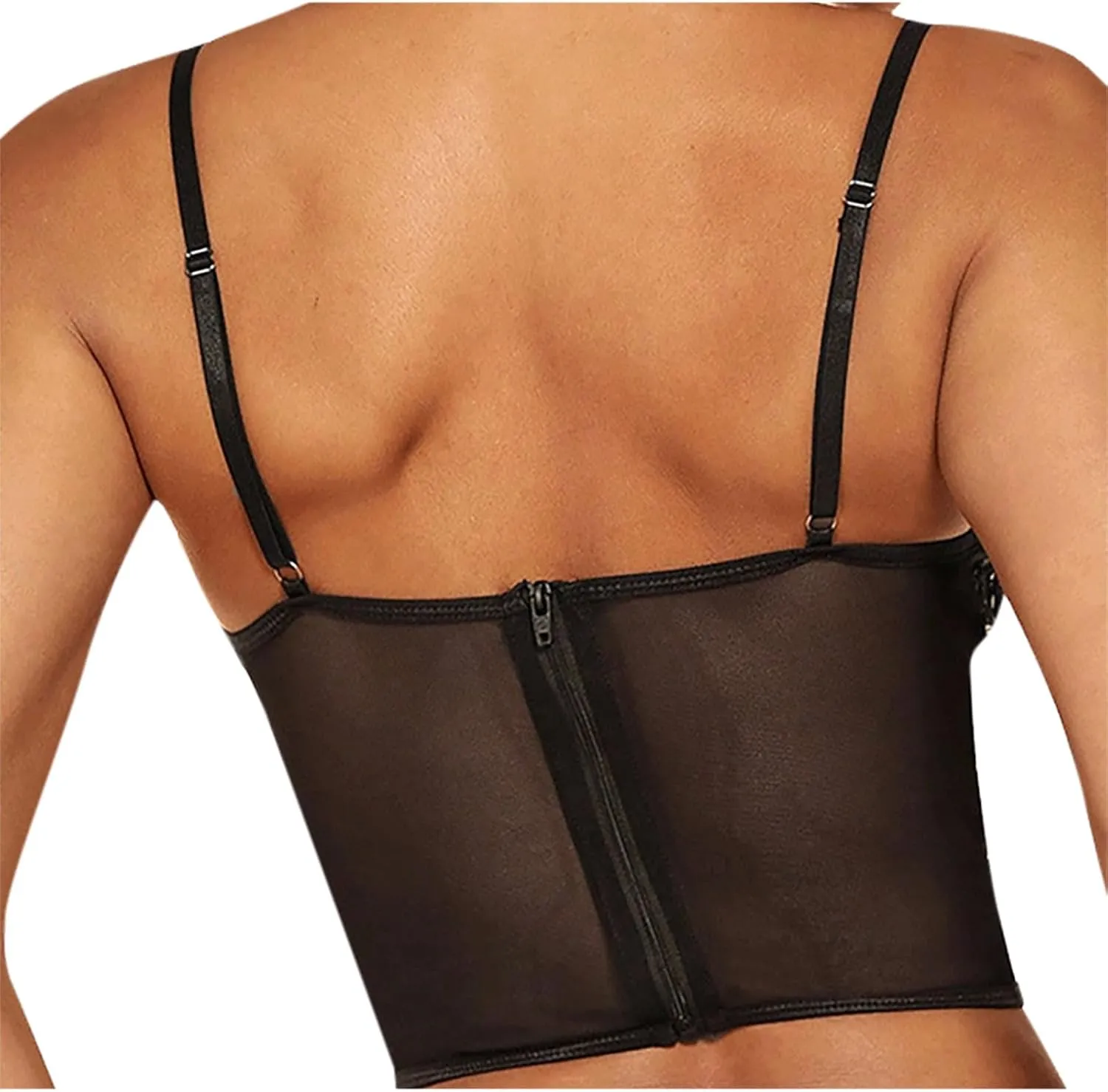 HGps8w Womens Spaghetti Strap Embroidery Bustier Corsets Punk Sexy Push Up Lingerie Slim Fit Cute Going Out Crop Tops