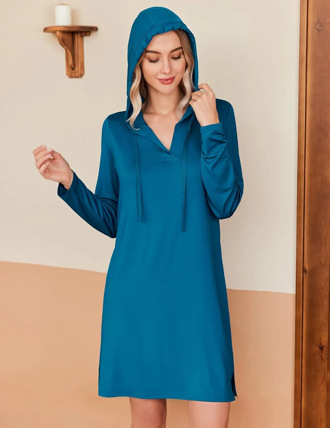 HOTOUCH Womens UPF 50  Cover-Up Dress Beach SPF Sun Protection Long Sleeve Shirts Dress Lightweight Athletic UV Hoodie