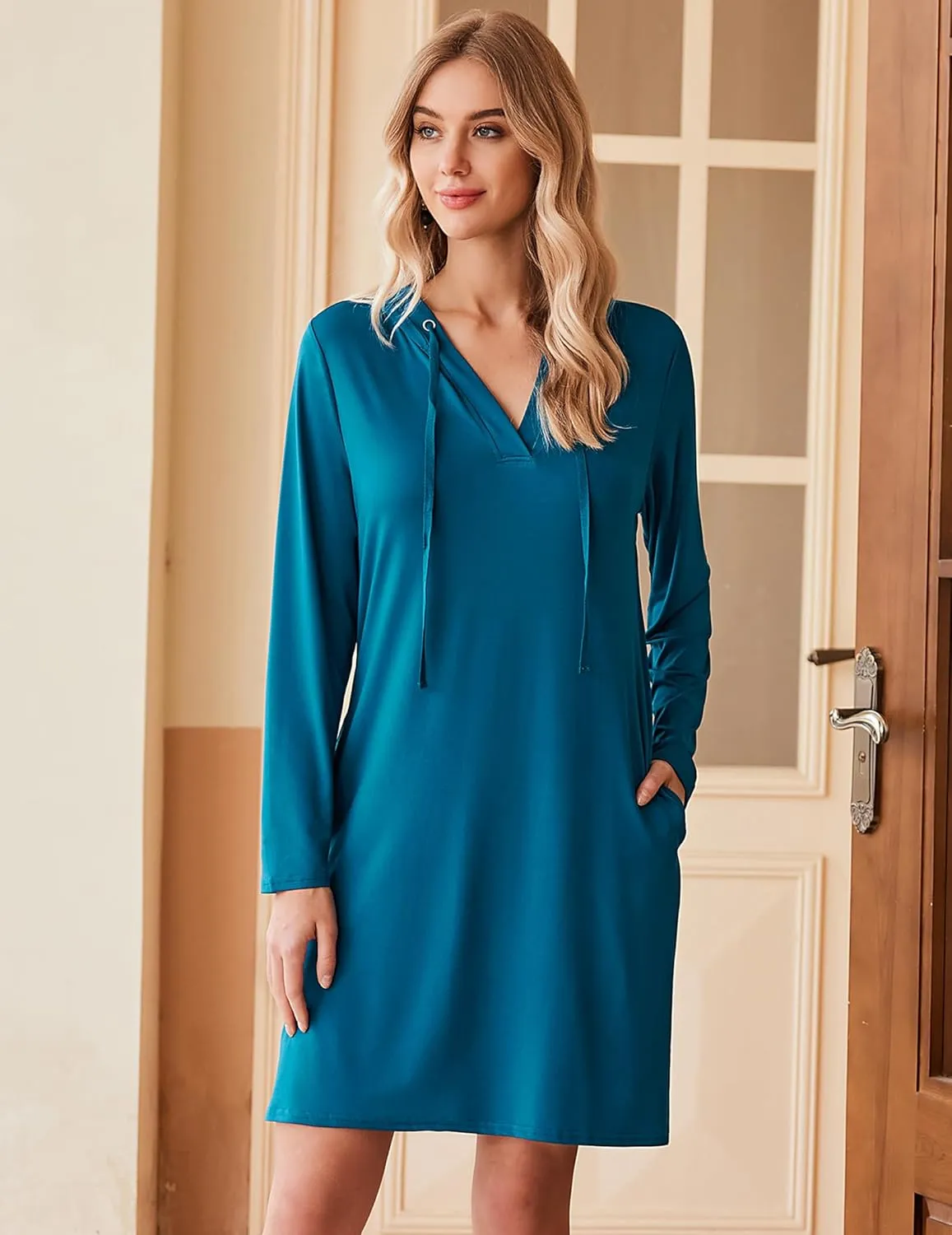 HOTOUCH Womens UPF 50  Cover-Up Dress Beach SPF Sun Protection Long Sleeve Shirts Dress Lightweight Athletic UV Hoodie
