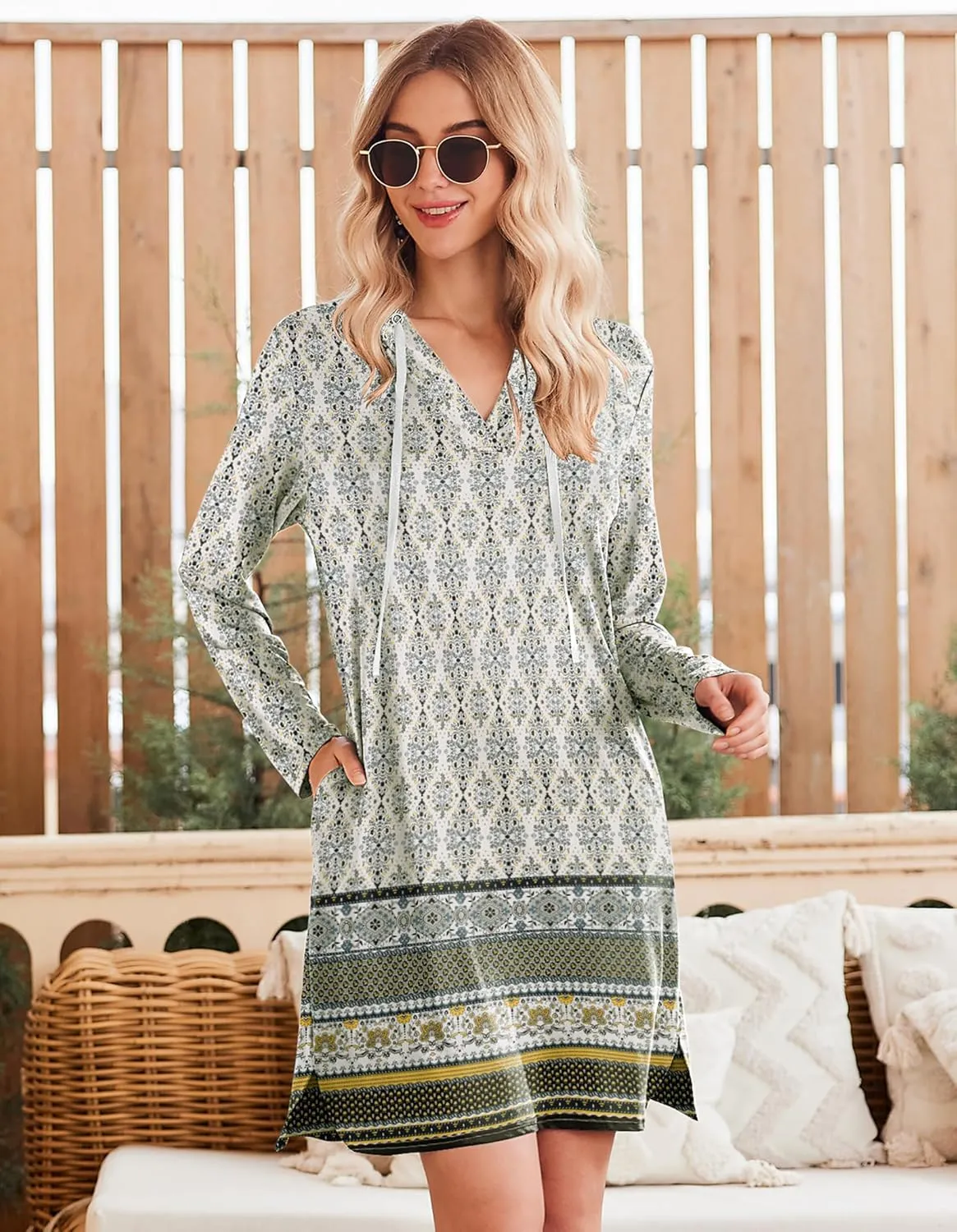 HOTOUCH Womens UPF 50  Cover-Up Dress Beach SPF Sun Protection Long Sleeve Shirts Dress Lightweight Athletic UV Hoodie