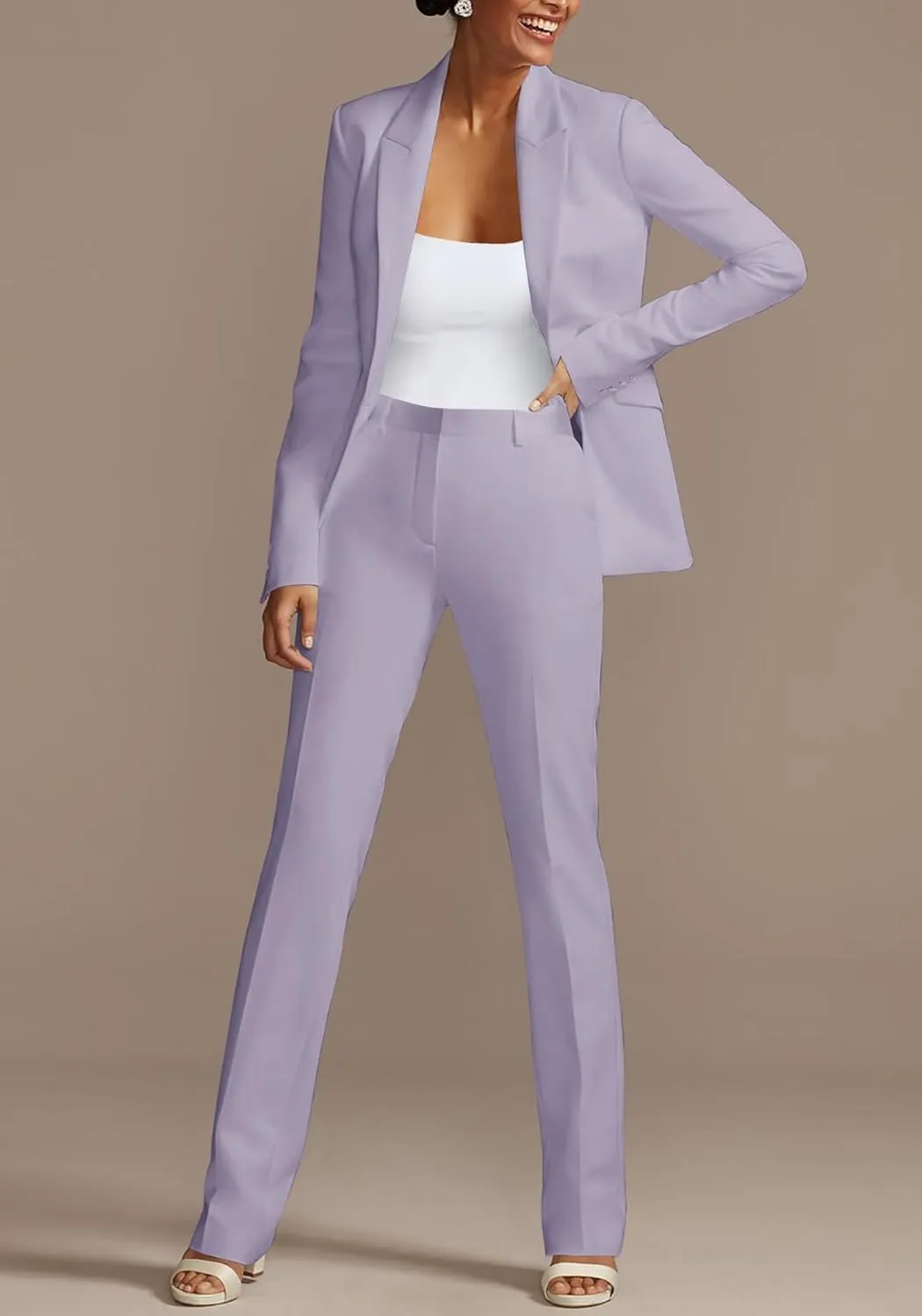 HuiSiFang Womens Fall Fashion 2 Piece Blazer Sets Open Front Blazers and Slim Fit Pants Suits Set