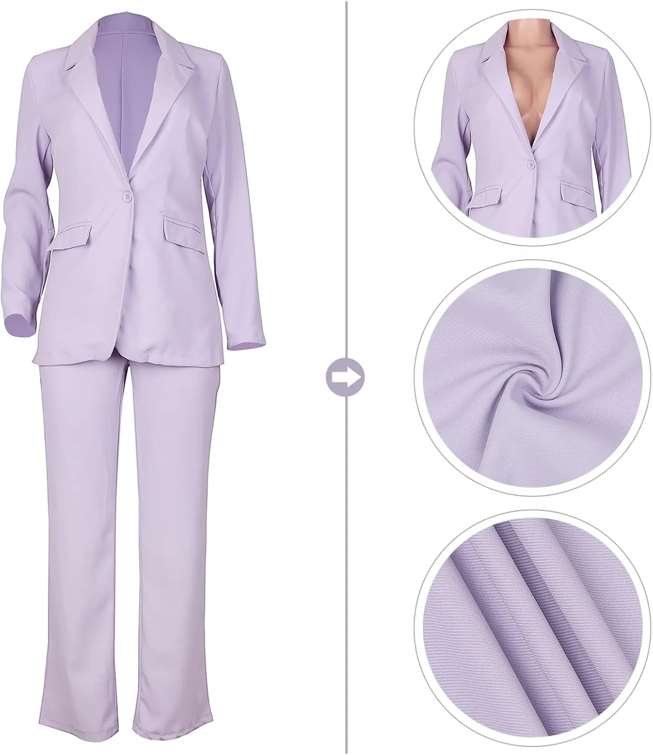 HuiSiFang Womens Fall Fashion 2 Piece Blazer Sets Open Front Blazers and Slim Fit Pants Suits Set