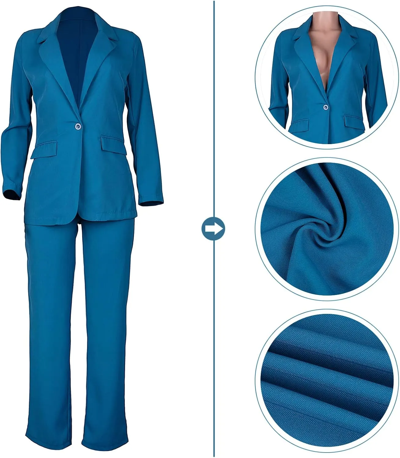 HuiSiFang Womens Fall Fashion 2 Piece Blazer Sets Open Front Blazers and Slim Fit Pants Suits Set